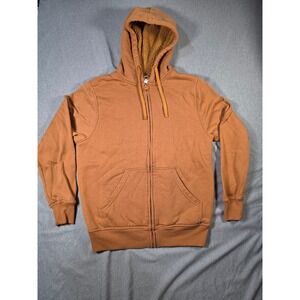 Highland Originals Mens Sherpa Lined Zip Up Hoodie Ginger Brown Size M